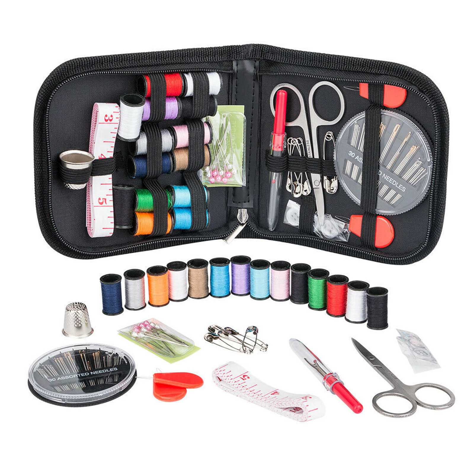 

The sewing kit contains 68 accessories and is a portable travel sewing set suitable for beginners, adults, and families, includi