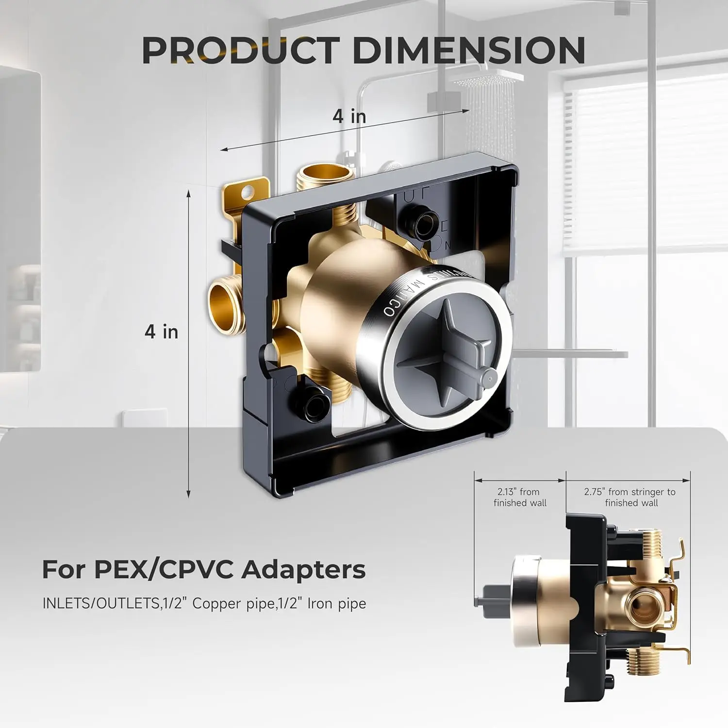 Universal Brass Shower Valve Body Replacement for Single/Dual Function Tub & Shower Trim Kits Fits 13/14/17/17T Series