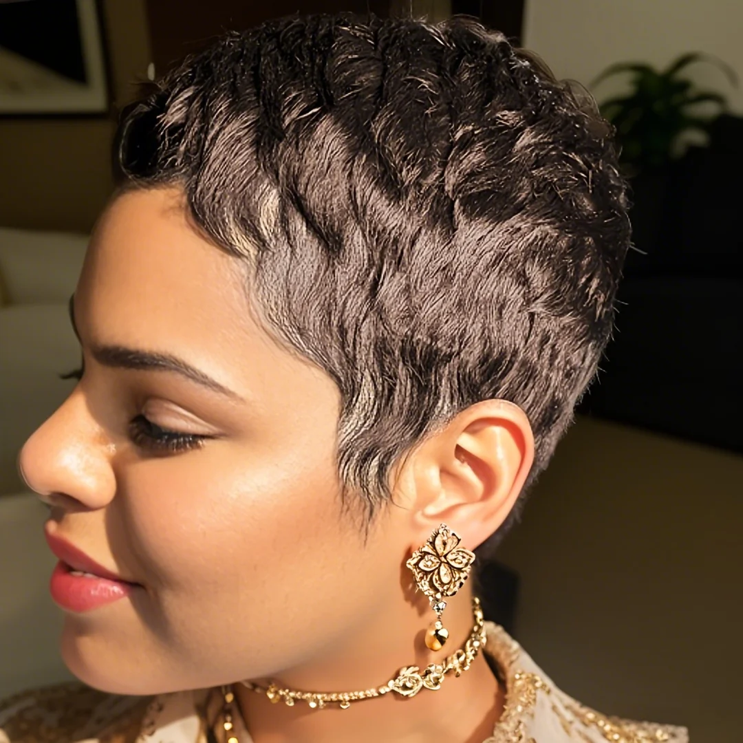 

Chic Pixie Cut Wig for Women Short Straight Brazilian Remy Hair 180% Density Full Machine Made Perfect for Daily Wear