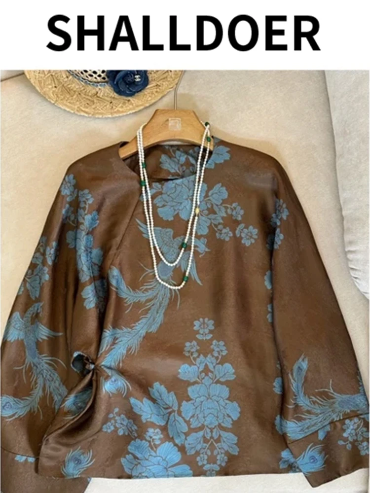 

Корейский Sle Long Sve irt, женский новый китайский топ на пуговицах с боковым принтом, повседневная мода, весна-осень, новая модель