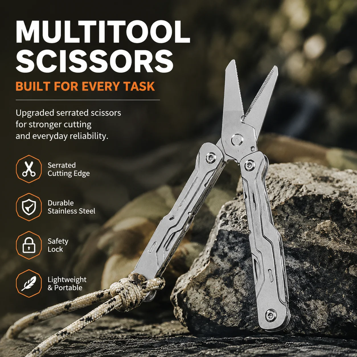Multifunctional Folding Tool Outdoor Heavy-Duty Scissors Emergency Travel Multifunctional Card Scissors