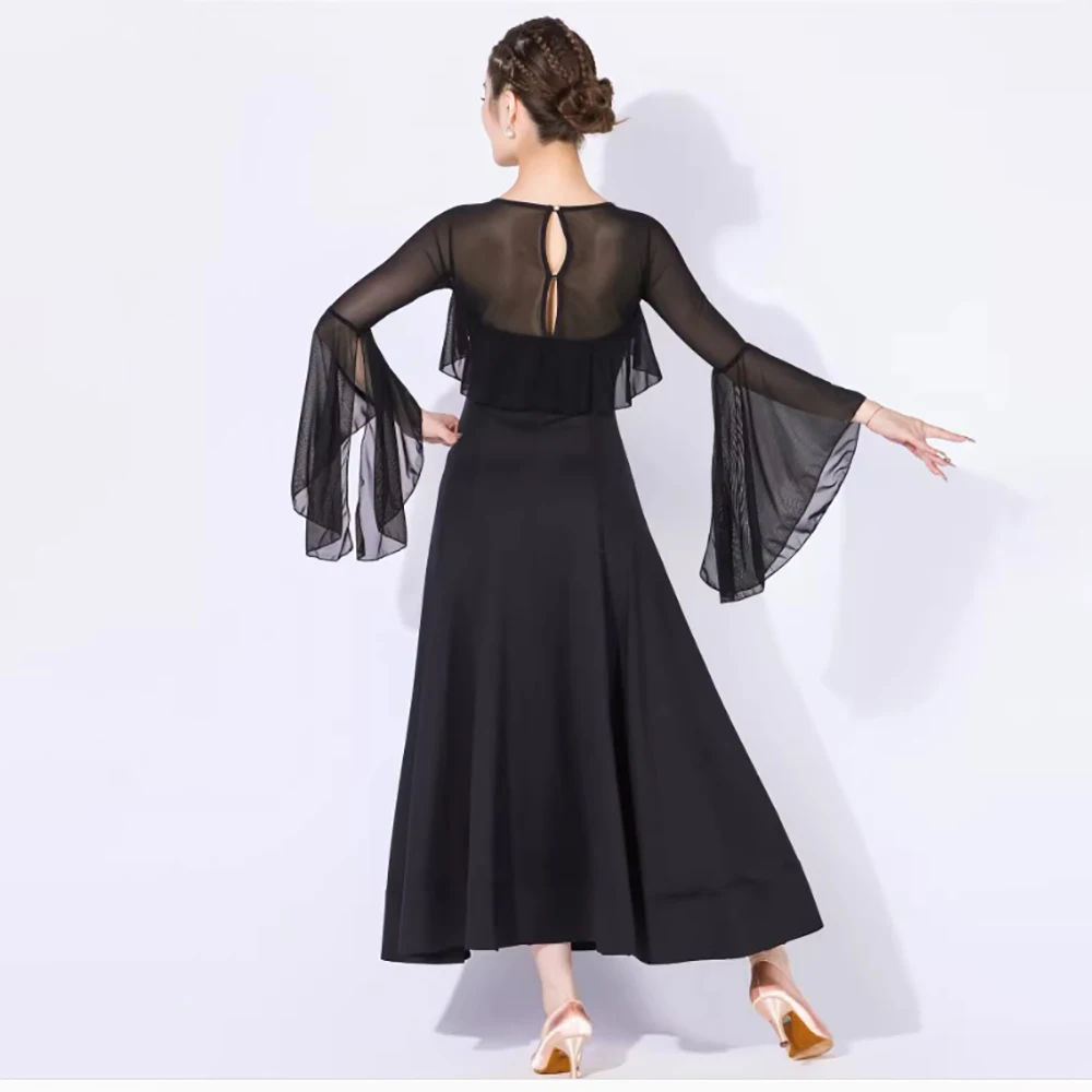 

Элегантное платье для бальных танцев для женщин: одежда для выступлений, современная тренировочная одежда, костюмы для танго, вальса, сценические наряды с большим подолом.