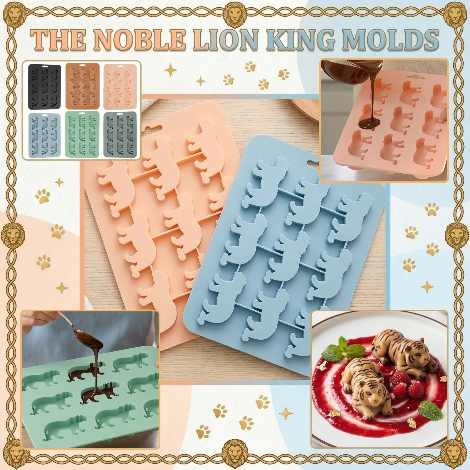 9 Cavity Tiger Shaped Ice Cube Tray Animal Mold DIY Gummy Candy Molds Handmade Chocolate Dessert Decoration Home Kitchen Tool