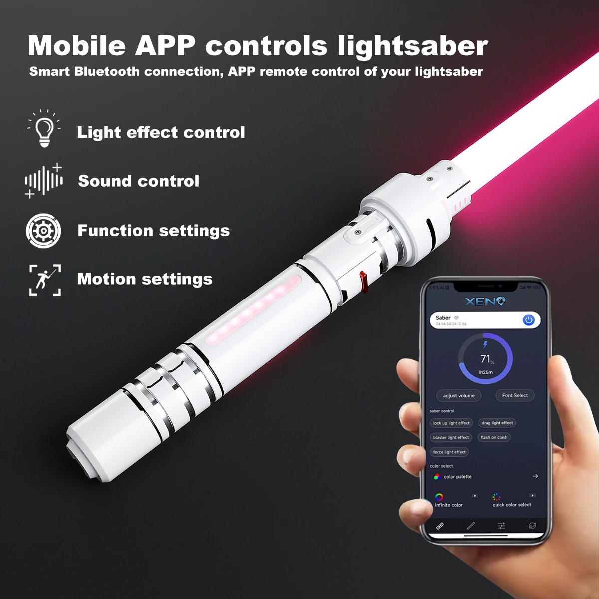 JoyaceSaber White-Soldier saber Pixel Lightsaber Metal Handle Pixel Light Sabers Heavy Dueling With sound effects Laser Sword