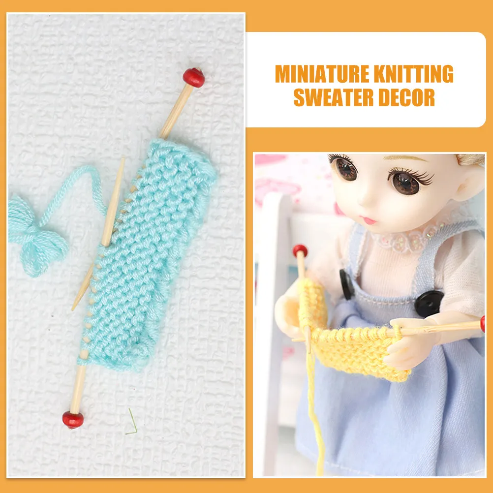 

4Pcs Mini Knitted Sweater Props for Dollhouse Miniature Home Decor Tiny Handmade Wool Blend Craft Accessories Miniature Knitting