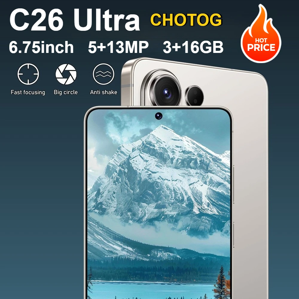 CHOTOG C26 Ultra Smartphone Android 10 da 6,75 pollici, Telefoni Cellulari con Batteria da 3700mAh, 3G+16GB, 4G, Dual SIM, Riconoscimento Facciale, Versione Globale Sbloccata, Fotocamere 5+13MP