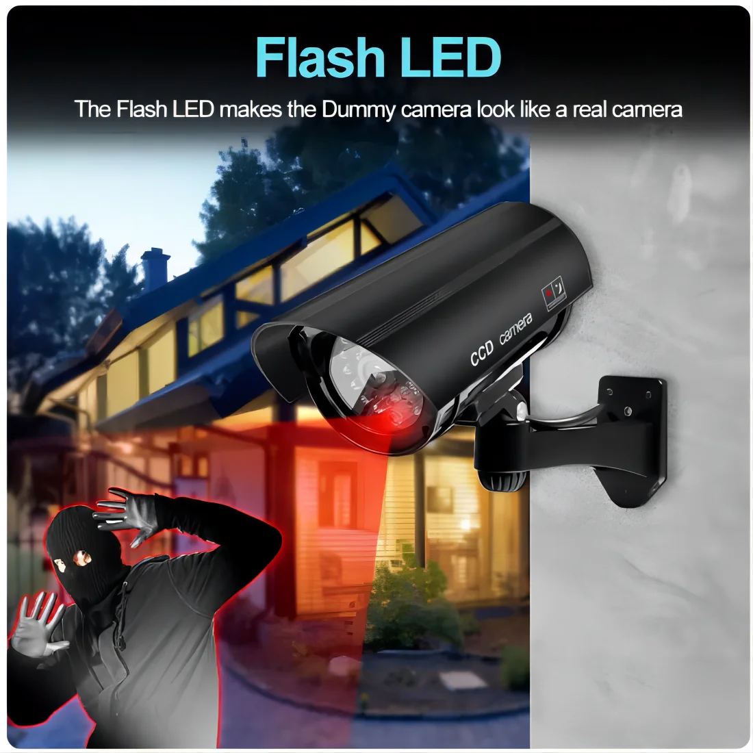 Simulation Security CCTV Cameras Indoor And Outdoor For Home And Office Monitoring Flashing LED Red Light Waterproof