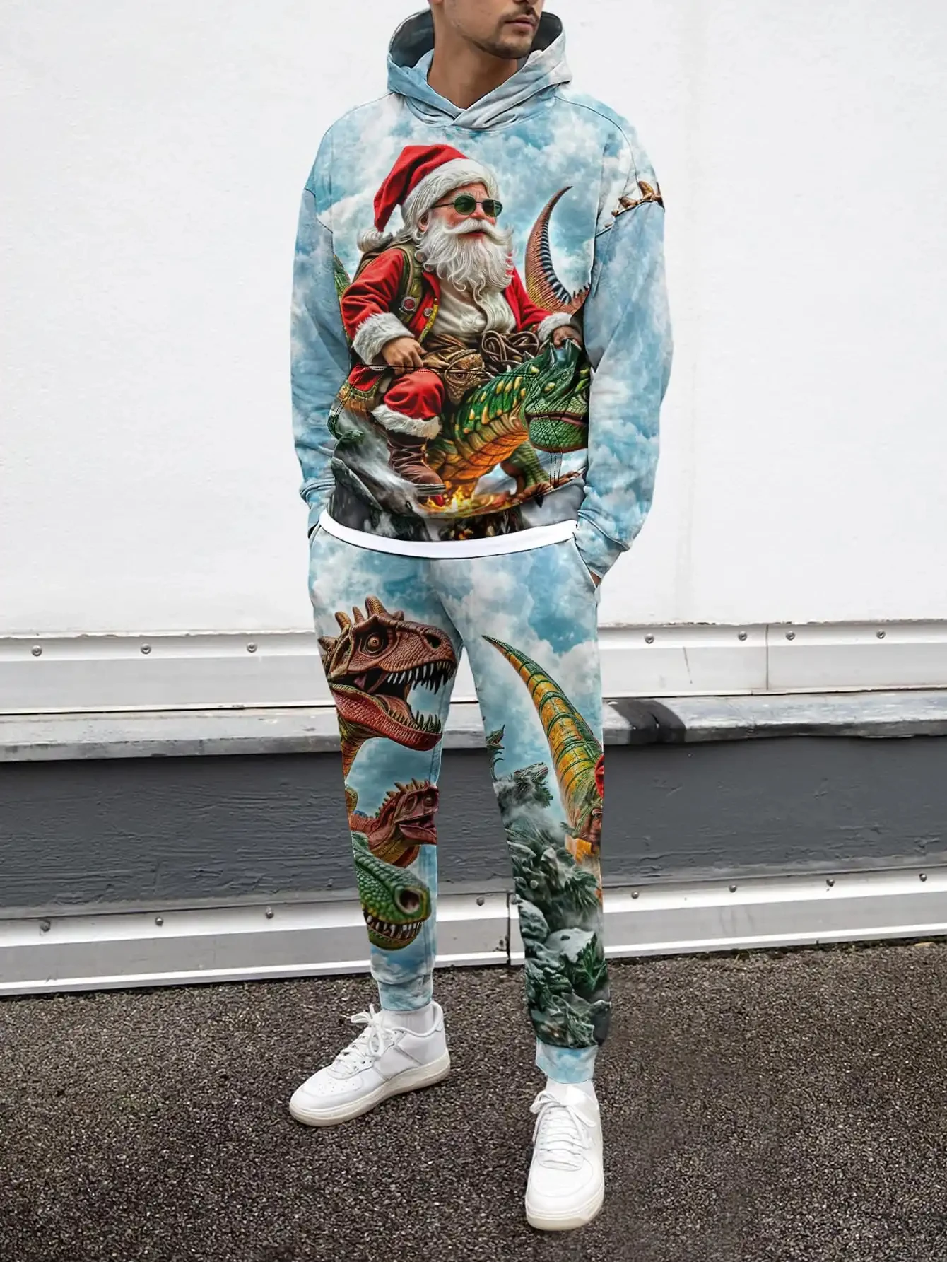 Ensemble de sweat à capuche de noël imprimé 3D pour hommes, automne hiver, fête de Festival, manches longues, ensemble deux pièces, ample, décontracté, confortable, survêtements