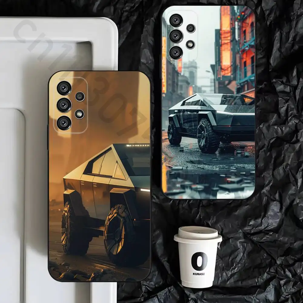 SUV Car T-TeslaES Pickup Phone Case for Samsung Galaxy S25 S24 S23 S22 S21 S20 Ultra Plus Cool Frosted Soft Cover Funda