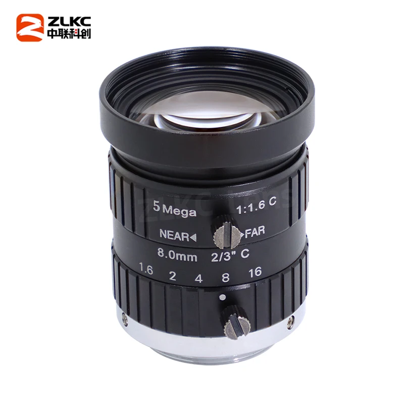 8mm Macro Lens 5MP C Mount Lens 2/3 Inch IMX178 IMX226 Sensor Manual Iris Machine Vision Low Distortion CCTV Lens for Camera