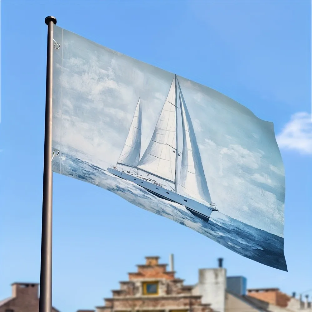 Coastal Sailing Boat Flag 100% Polyester Vivid Print Outdoor Yard Balcony Decoration