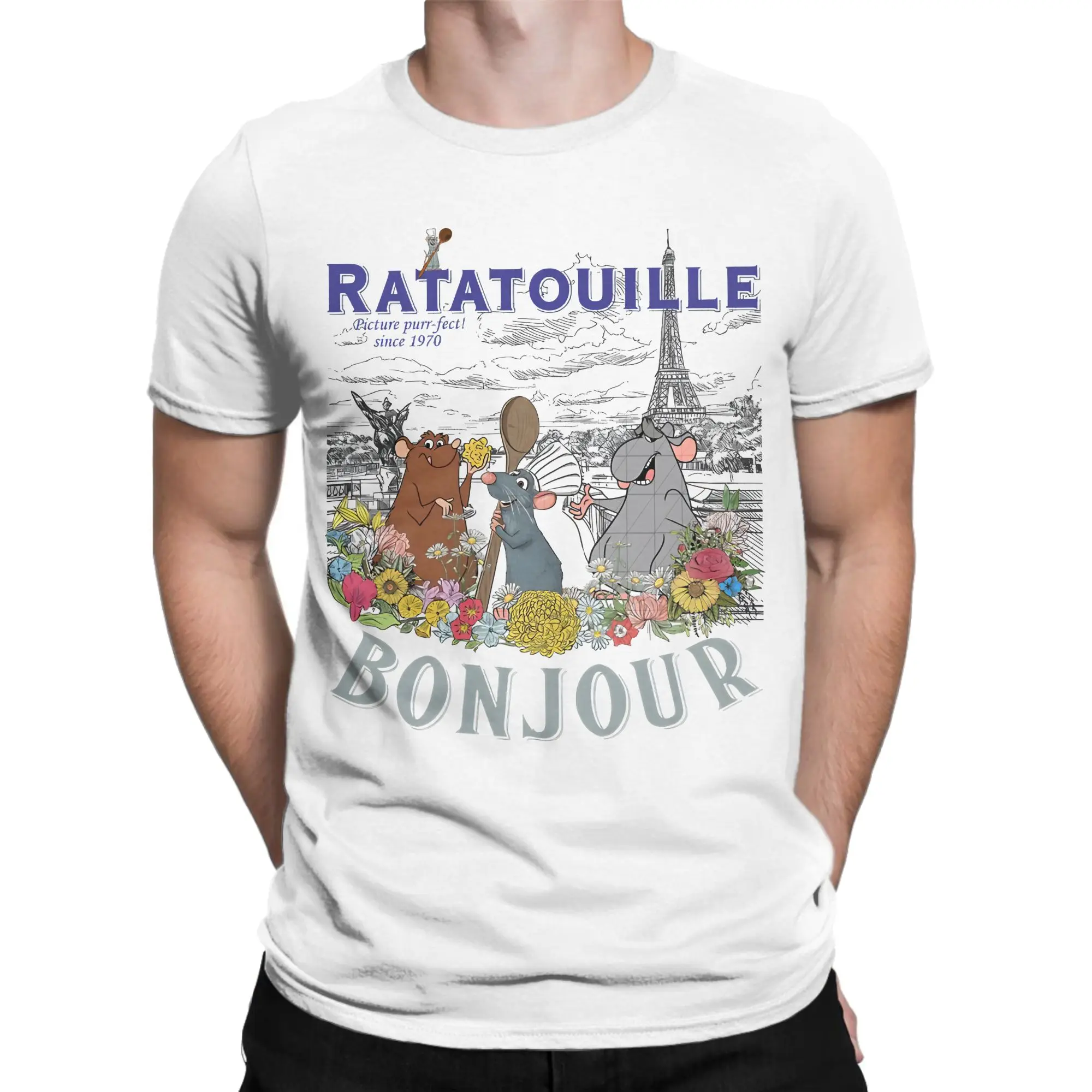 Ratatouille T-Shirt Men  Classic Pure Cotton T-Shirts Summer O Neck Fashion Tee Shirt Hot Sale Oversize Clothes