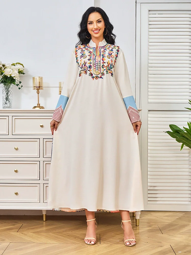 

Ближневосточный халат, мусульманский роскошный модный халат, женское длинное платье, элегантное платье с длинными рукавами и вышивкой, вечернее платье