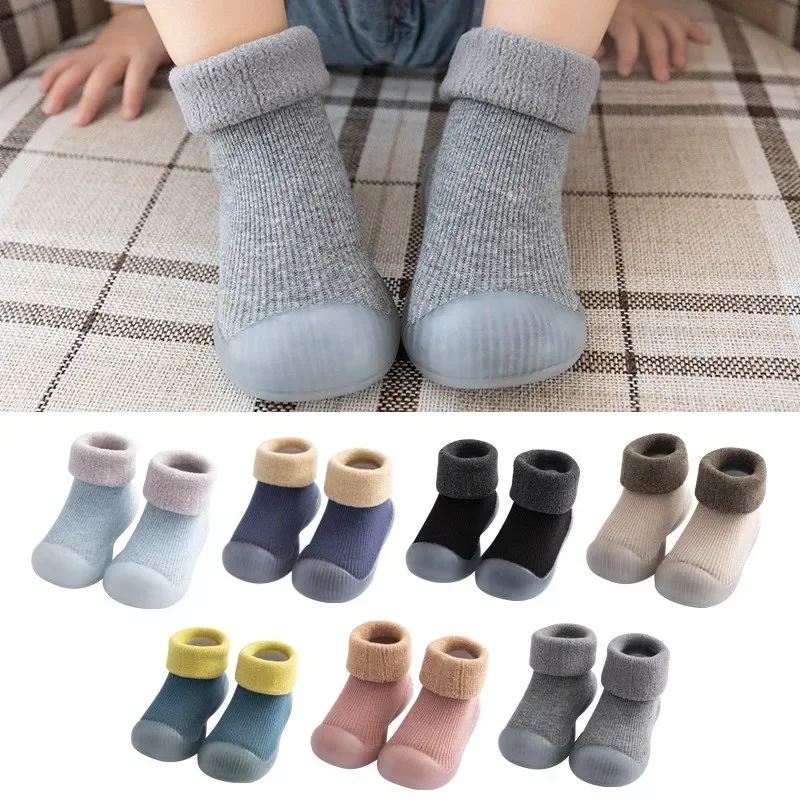 Autumn and Winter Baby Floor Socks, Non slip Soft Sole Cartoon Baby Socks, Plush Thickened, Anti cool Walking Socks and Shoes