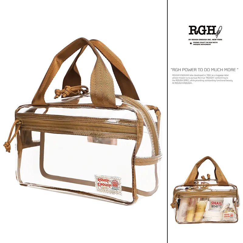 RGH Waterproof Transparent Toiletry Cosmetic Bag, Large Capacity Layered Wear-resistant Portable Storage Bag for Travel Swimming