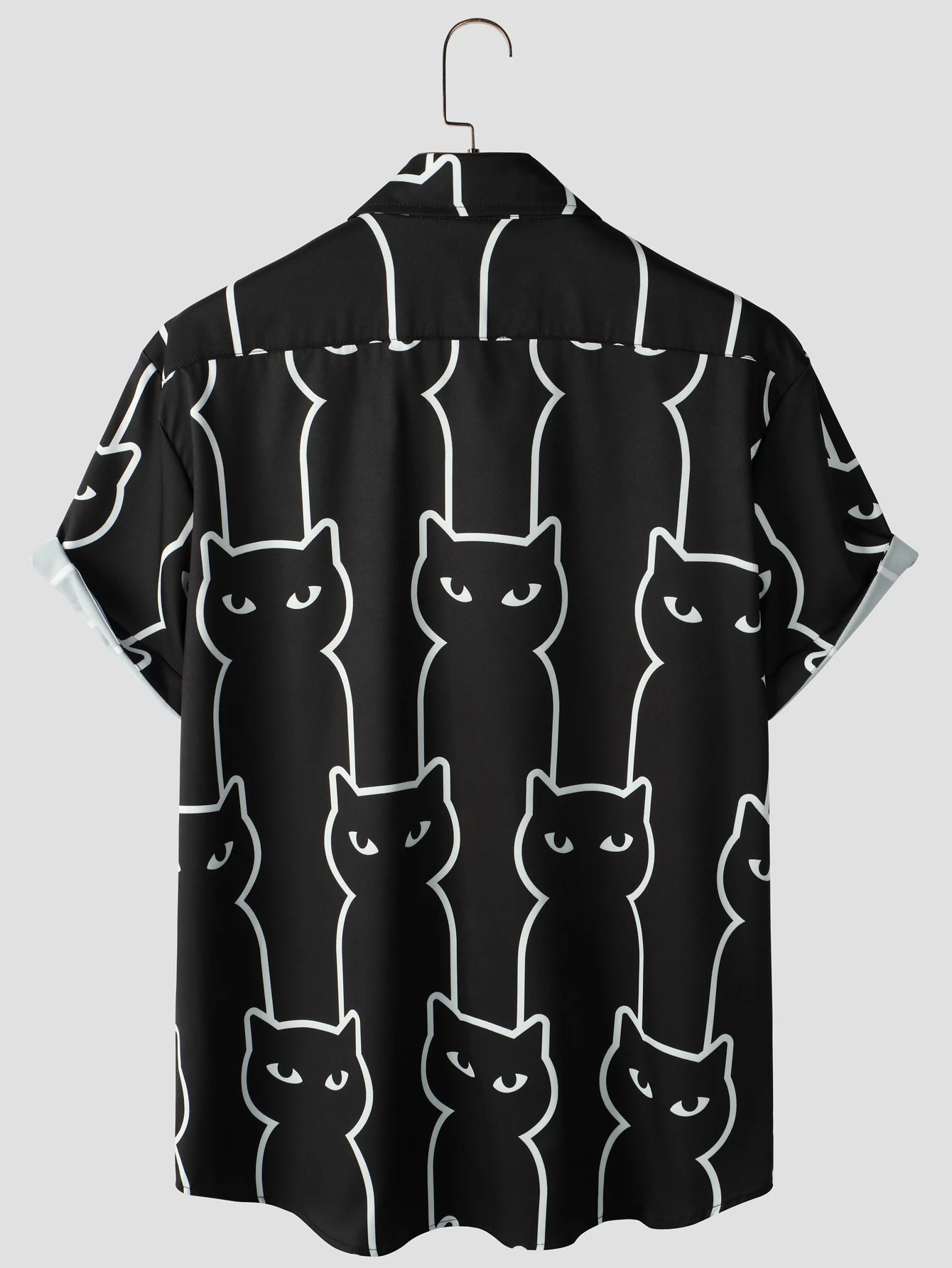 Summer Casual Aloha Shirts with Cats Print - Button Up Short Sleeve Beach Shirts for Men