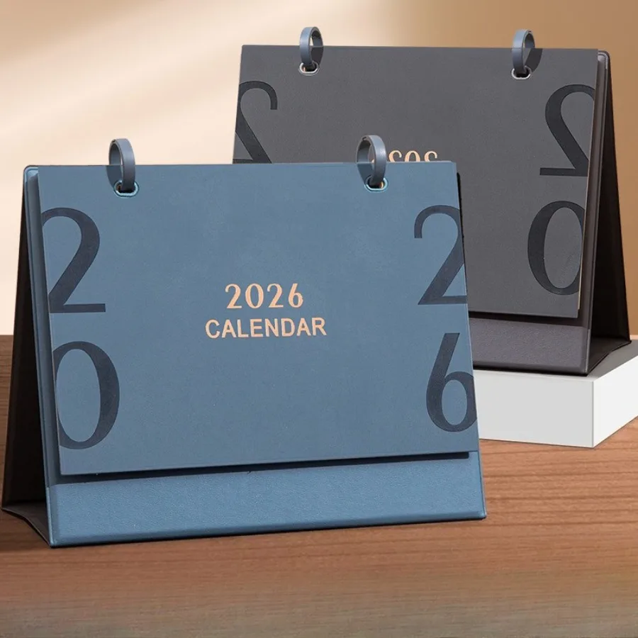 

2026 модный минималистичный настольный календарь с кожаным покрытием, ежемесячный планировщик, офисный стол, орнамент для отслеживания самодисциплины, календарь