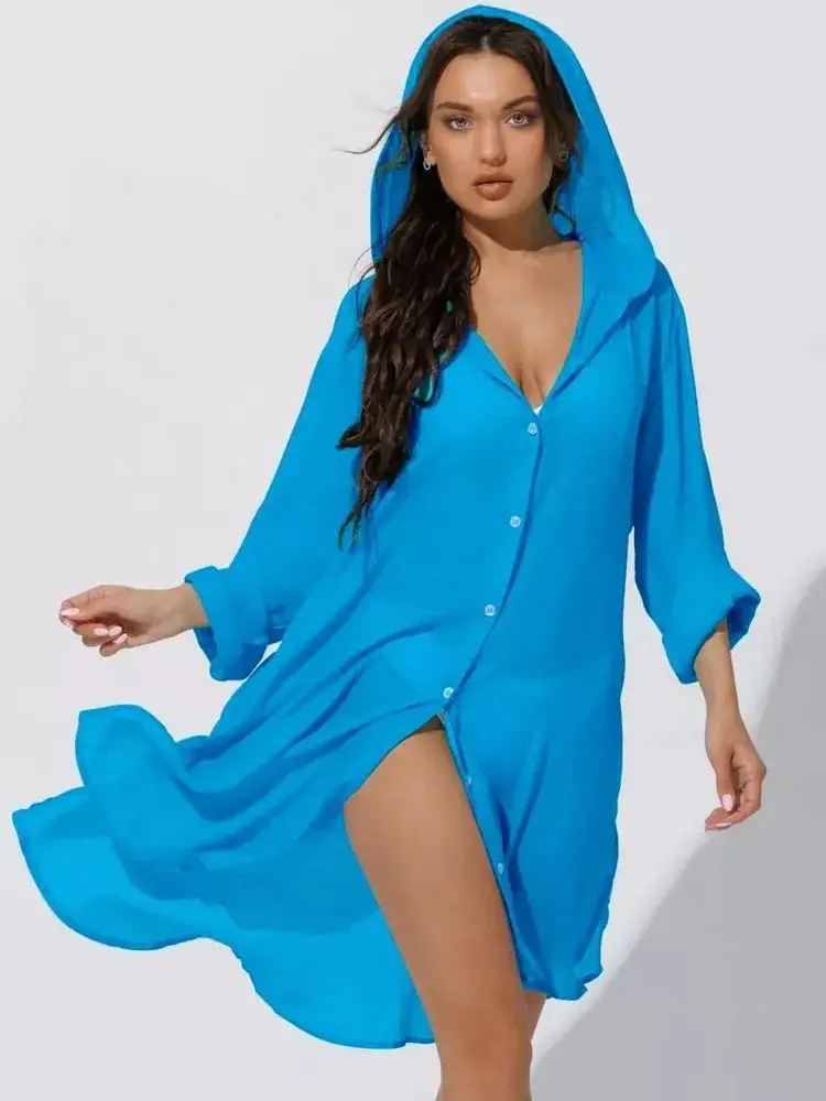

Translucent Coverup Fashionable Casual Beachwear Coverup Relaxed Bikini Swim Coverup Bohemian Resort Openfront Kimono