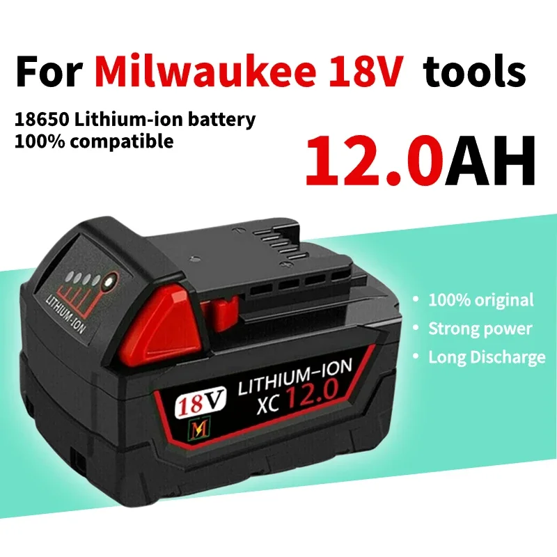 

12.0Ah 18V Lithium Battery for Milwaukee M18 Power Tool 48-11-1815 48-11-1850 48-11-1860 Z50 Replacement Battery and Charger