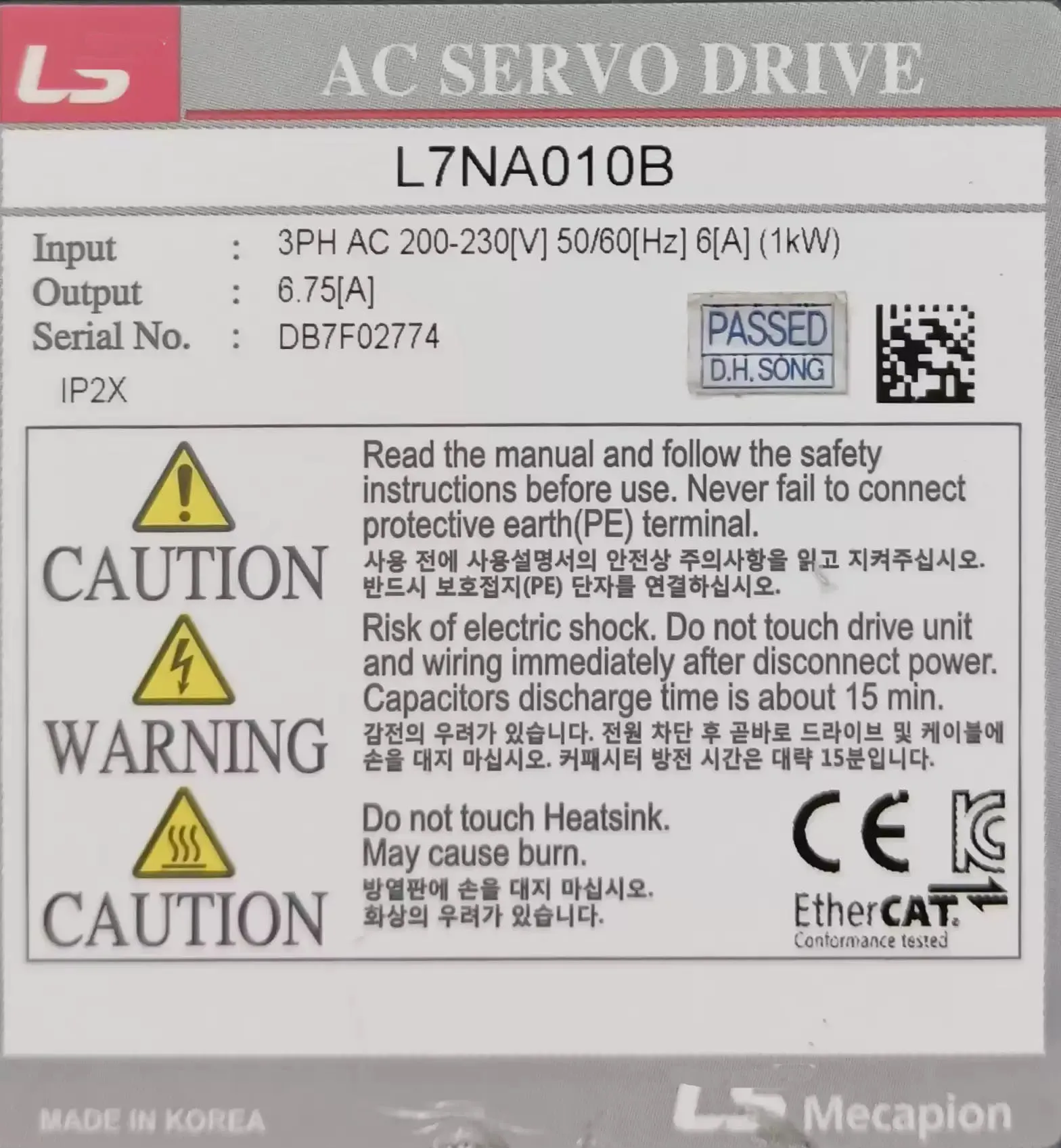 L7NA002B L7NA010B 1KW Servo Drive for LS