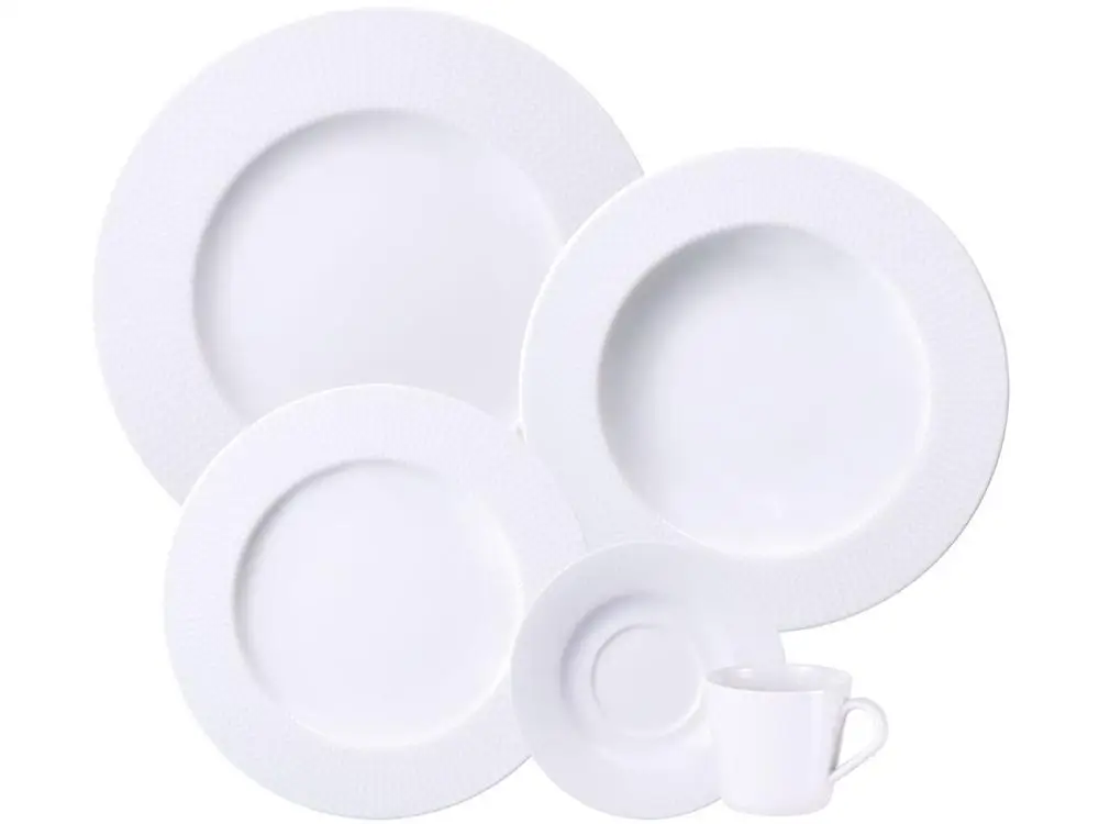 20 Pieces Porcelain Round Tramontina White Mesh 96589028 Dining & Tea Apparatus