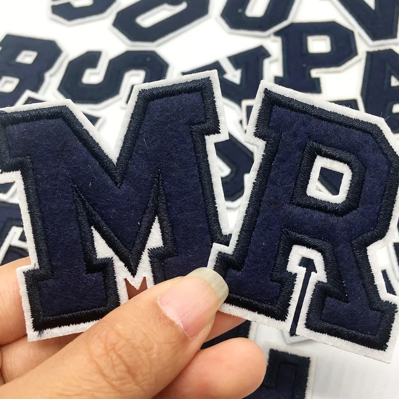 Dark Blue Letter Embroidery Patches Diy Alphabet Hot Iron on Patch Name Patch Applied for Garment Sewing Stickers