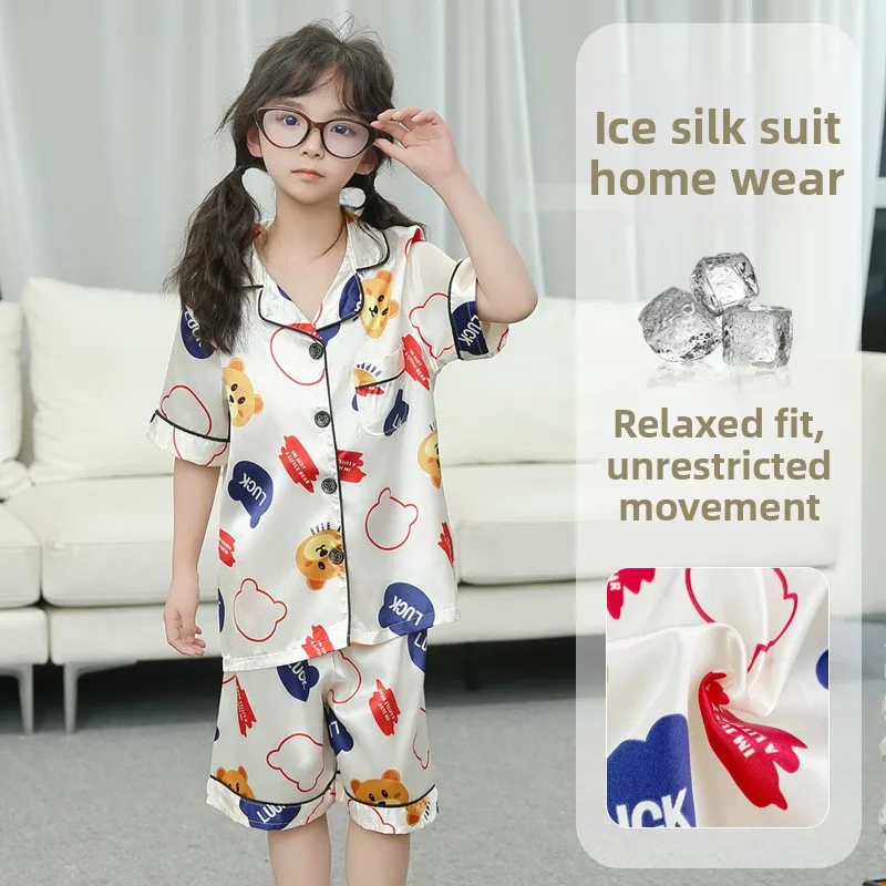 

Fashionable Children's Cartoon Set Boys and Girls Homewear Older Children Pajamas Two-Piece Sibling Matching Pajamas Comfortable