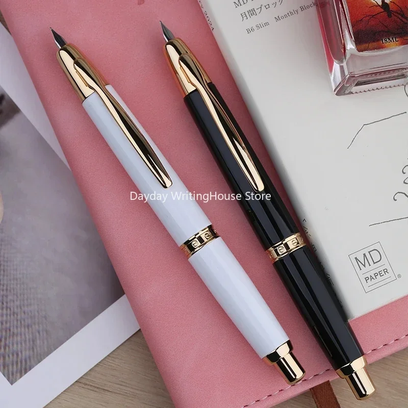 New MAJOHN A1 Press Fountain Pen Retractable Fine Nib 0.5mm Metal WIth Clip Ink Pen Writing Gift Set For Office School Supplies