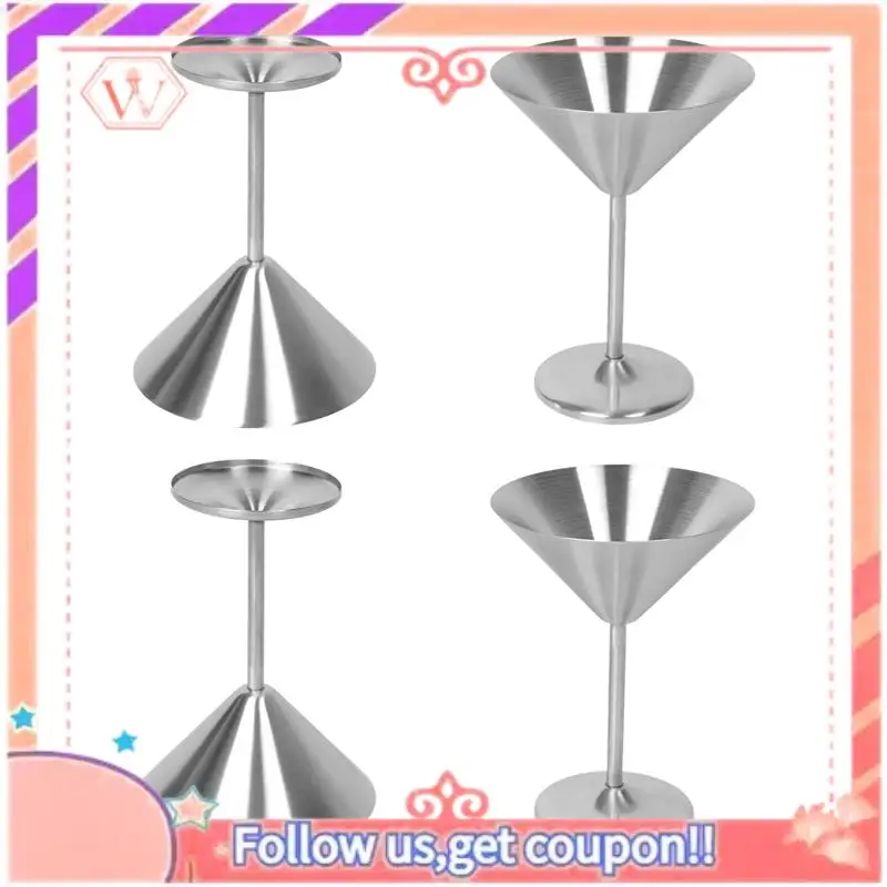 

Upgraded Stainless Steel Martini Glasses Set Of 4, 8 Oz Metal Cocktail Glasses, Unbreakable, Durable, Mirror Polished Finish