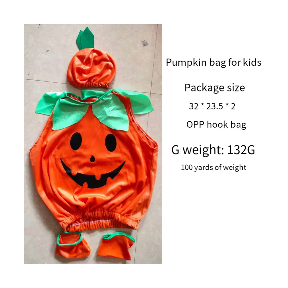 Kids Children Halloween Pumpkin Costume with Hat Cosplay for Baby Girl Boy Stage Party Clothings