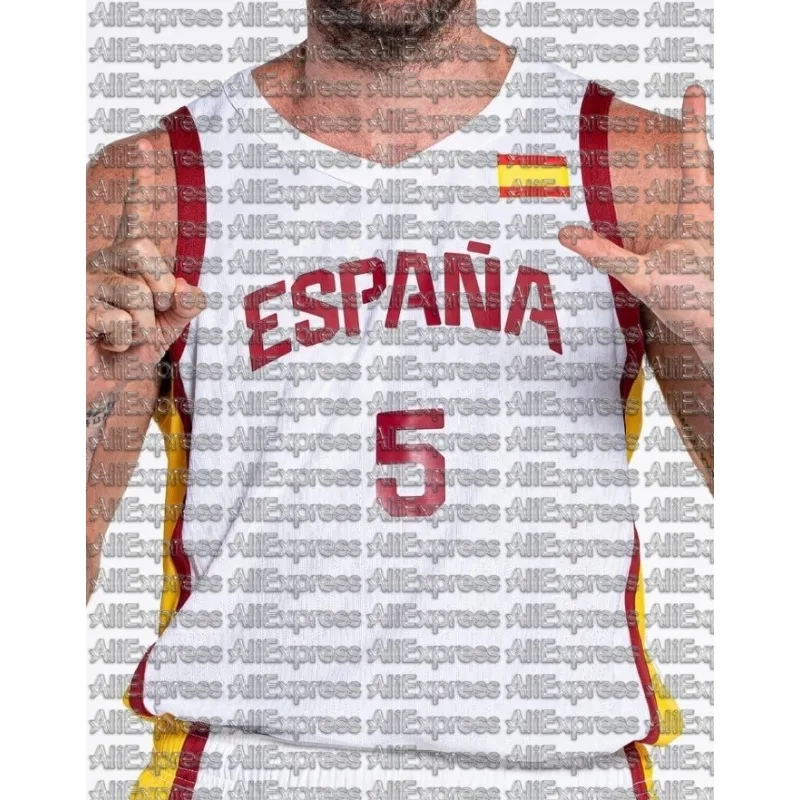 Camiseta Deportiva Blanca para Aficionados al Baloncesto Español, Éxito de Ventas del Verano 2026 #   Camiseta Deportiva Casual para Adultos y Niños (Paquete de 5)