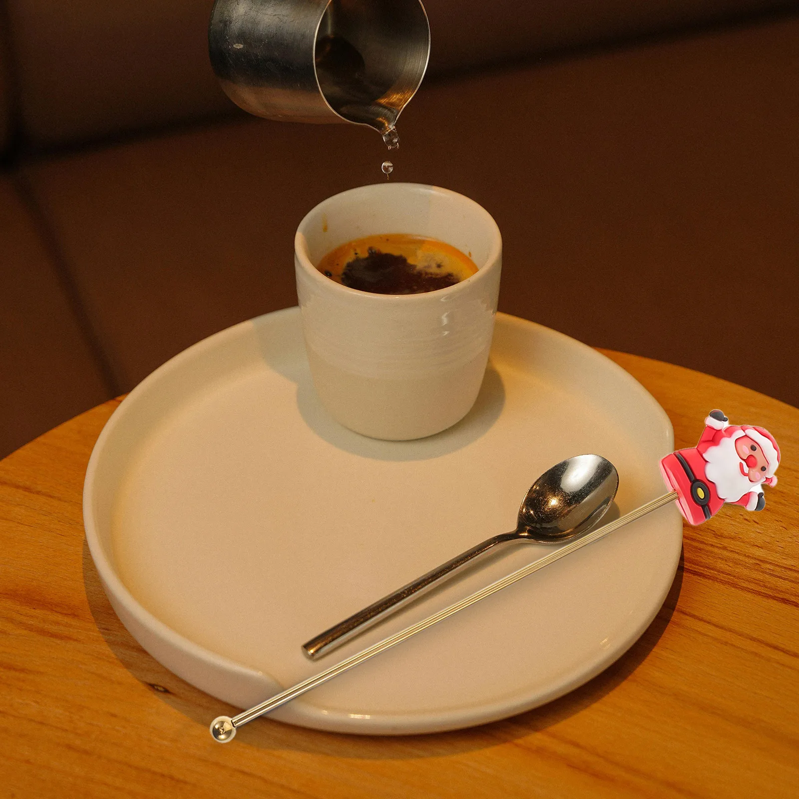 

4pcs Christmas Mixing Spoon Reusable Stainless Steel Drink Stirring Holiday Coffee Stirrers Metal Swizzle Sticks