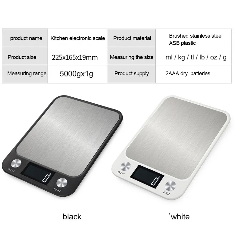 Kitchen Scale 15Kg/1g Weighing Food Coffee Balance Smart Electronic Digital Scales Stainless Steel Design for Cooking and Baking