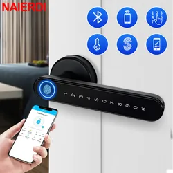 NAIERDI Black Biometric Security Door Lock Smart Fingerprint Lock Electronic Digital Lock Keyless Entry Door Knobs Lock Hardware