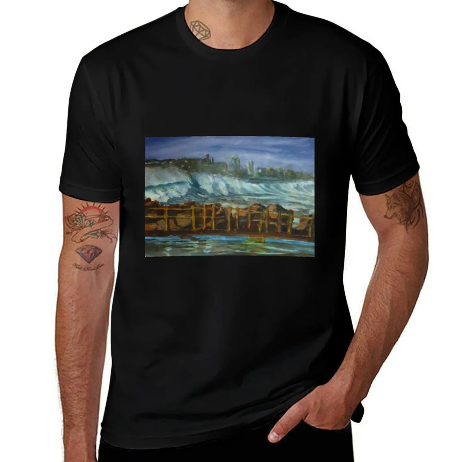 

Freshwater Sea Pool in Storm T-Shirt Lightweight Basic Short Sleeve Shirt