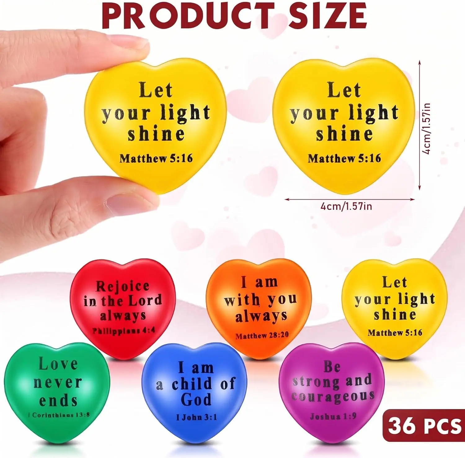 240 Pcs Christian Heart PU Foam Balls Bulk, Bible Quote Foam