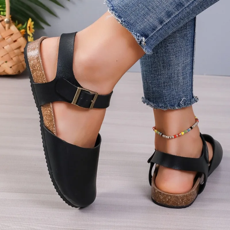 Closed Toe Sandals for Women Summer Casual Flat Sandals Fashion Designer Party Shoes Woman Footwear Sandalias De Mujer Sandales