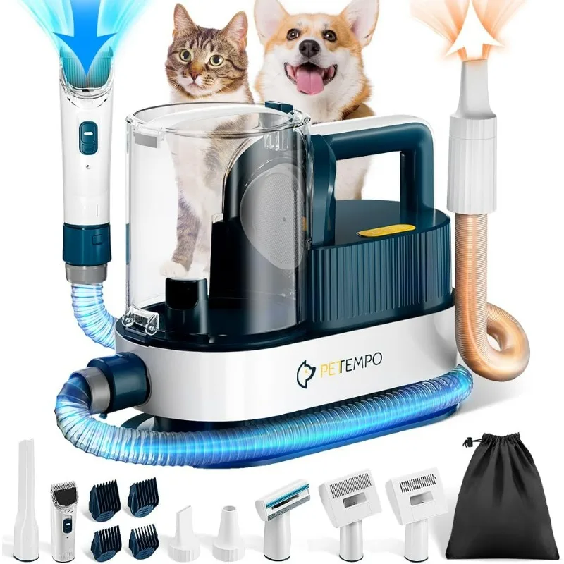 Aspirateur de toilettage et sèche-cheveux pour chien, aspirateur pour chien 2,5 L, 3 réglages de température, 10 en 1