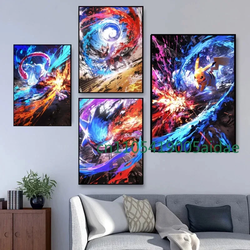 

Pokemon Peripherals Pikachu Gyarados Squirtle Charmander HD Posters Wall Art Prints Living Room Decor Canvas Painting Kids Gifts