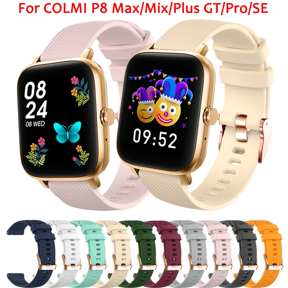 Smartwatch Strap For COLMI P8 Plus GT Plus Pro Mix Max SE 20mm Soft Band COLMI P9 P10 P12 V23 Pro Silicone Wristband Bracelet