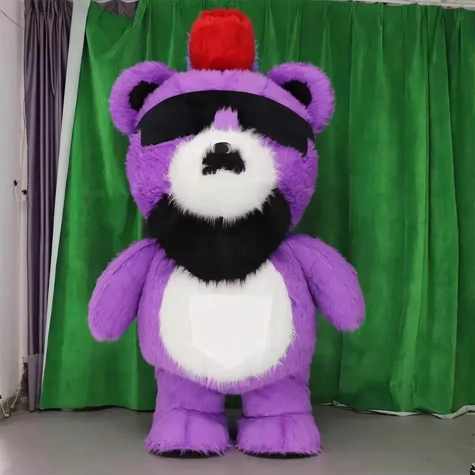 Disfraz inflable de oso fresco de peluche gigante de 2M/2,6 M, oso de peluche peludo de Anime, trajes de Cosplay, actuación de fiesta de Carnaval sin batería
