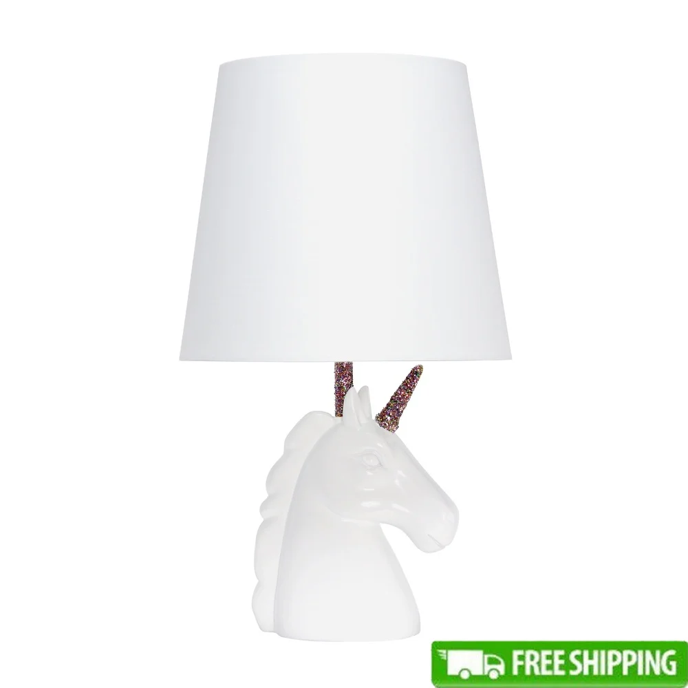 

Unicorn Table Lamp with Shimmering Glitter Base Perfect Kids Bedrooms Nurseries College Dorms Decorative Lighting 40W Bulb Not