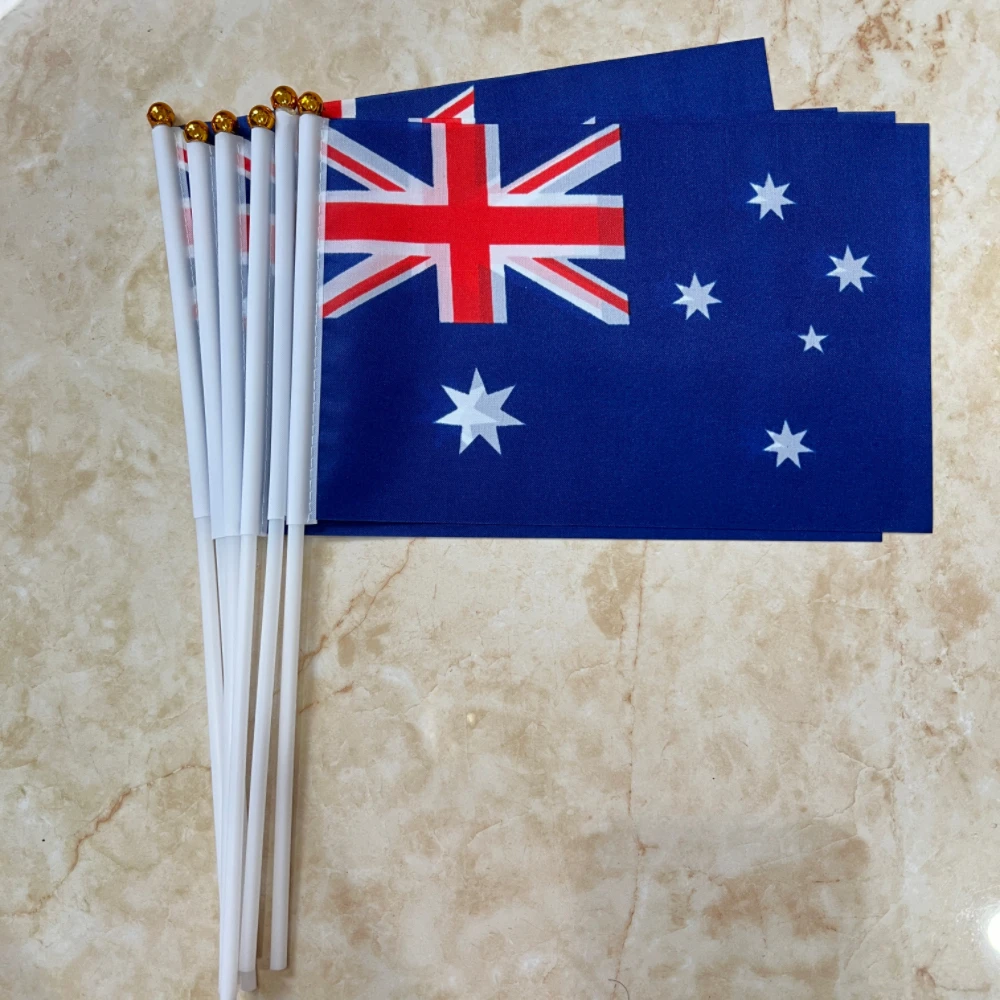 Australian National Flag14x21cm hand waving Australia flag  Plastic Poles