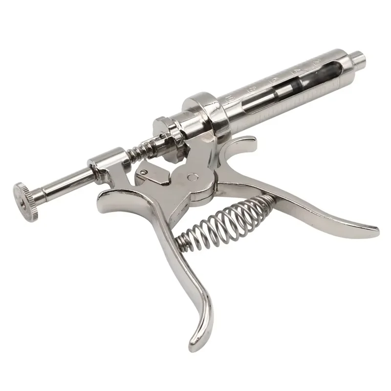 10/20/30/50ml Veterinary Animal Continuous Injection Syringe Stainless Steel Semi-automatic Vaccination Gun for Cow Sheep Pig