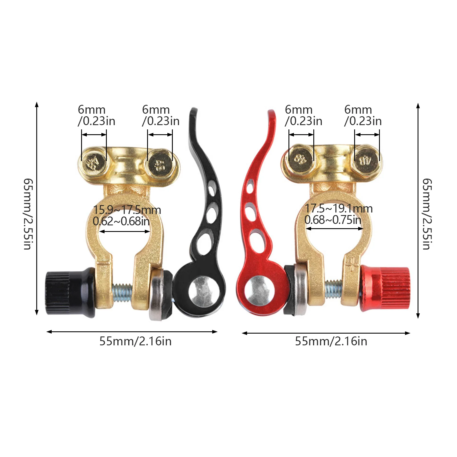 2PC 12V Car Battery Terminals Connector Marine RV Auto 4 Way Positive Negative Bornes Cable Adapter Clamps Clip Screw Heavy Duty