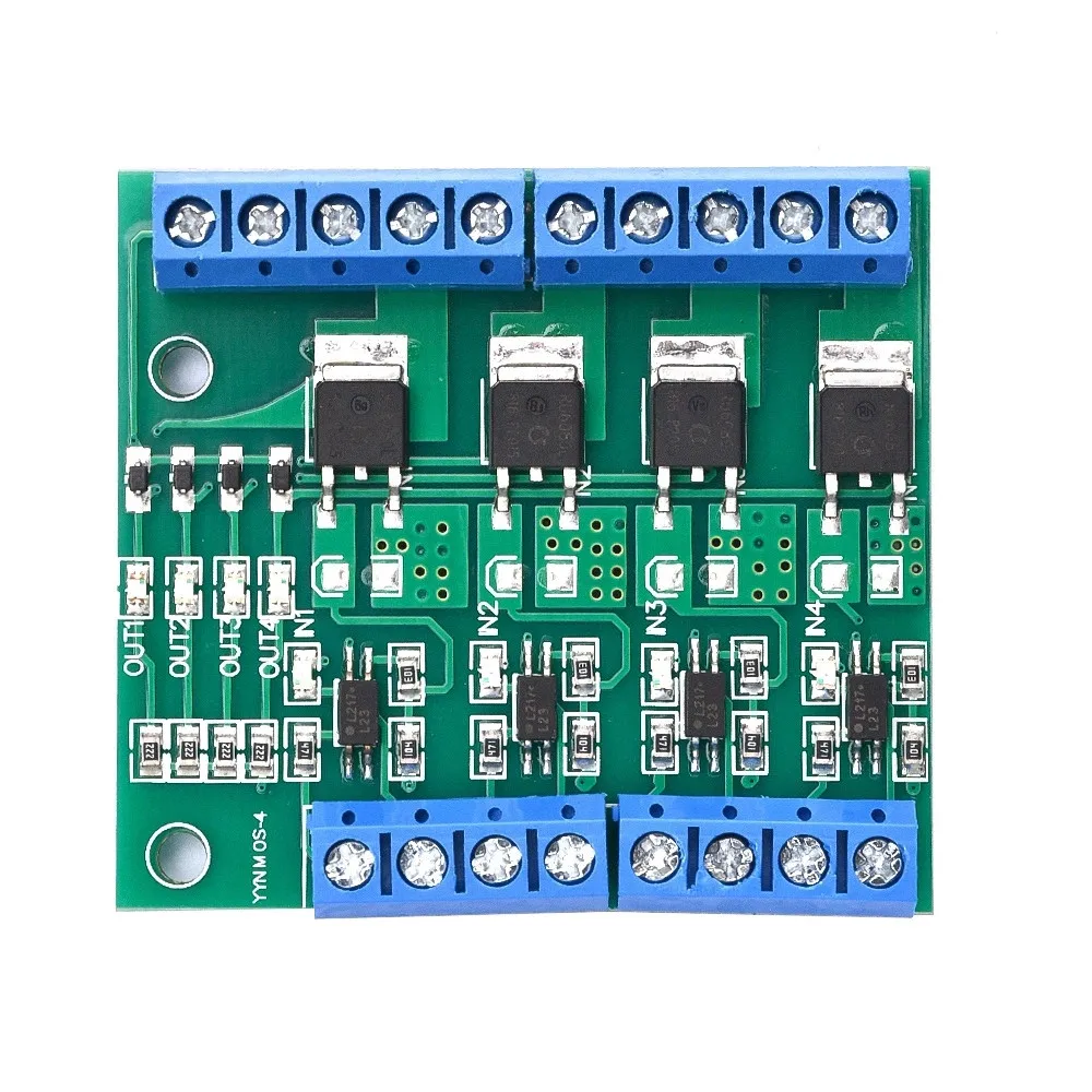 4-Channel MOS PLC Amplifier Board Driver Module PWM 3-20V to 3.7-27V DC 10A Board Driver 4-Channel MOSFET PLC Amplifier