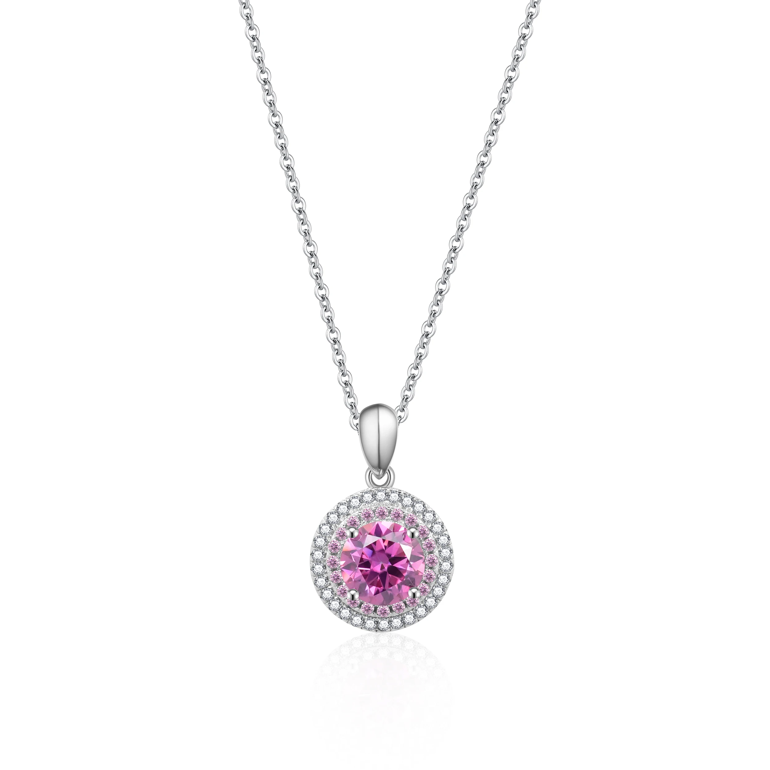 

Delzzad Moissanite 100% 925 Sterling Silver High-End Pink Diamond Super Luxury Cake Pendant Perfect for Women a Sparkling Gifts