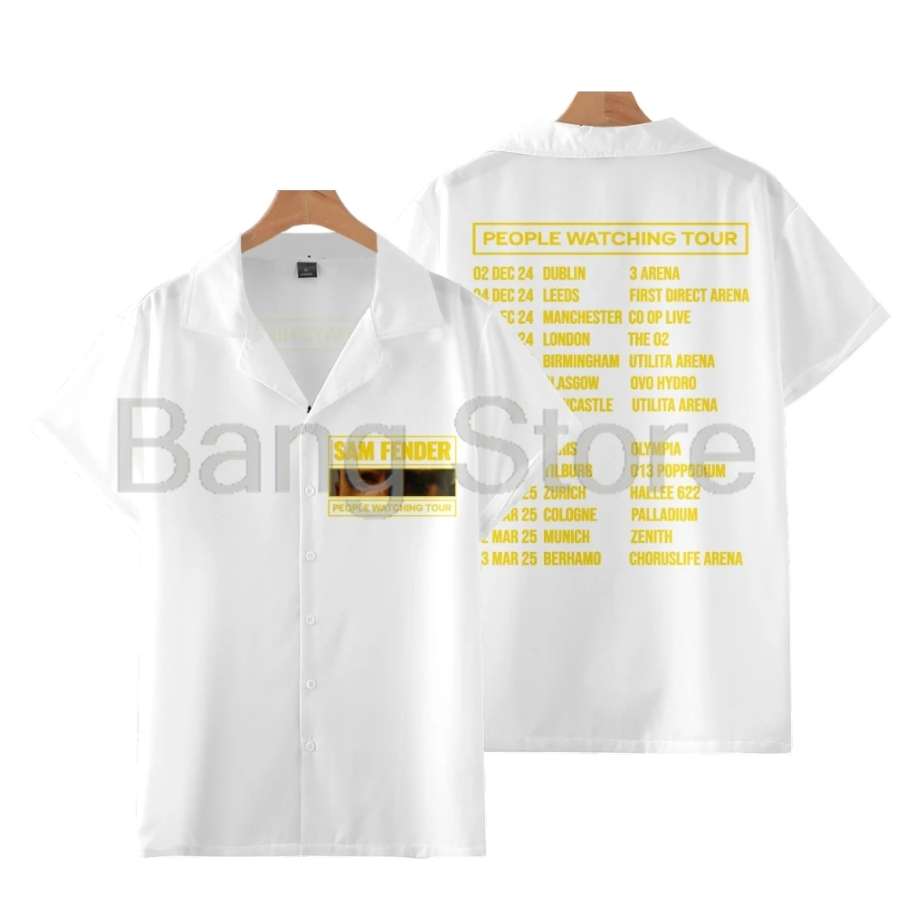 Sam Fender People Watching Tour Shirt Women Men Camp Collar Short Sleeve V-Neck Shirts