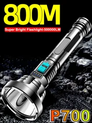 500000lm poderosa lanterna led p700 tactical flash luz de longo alcance 1000m tocha à prova dwaterproof água acampamento mão luz usb recarregável