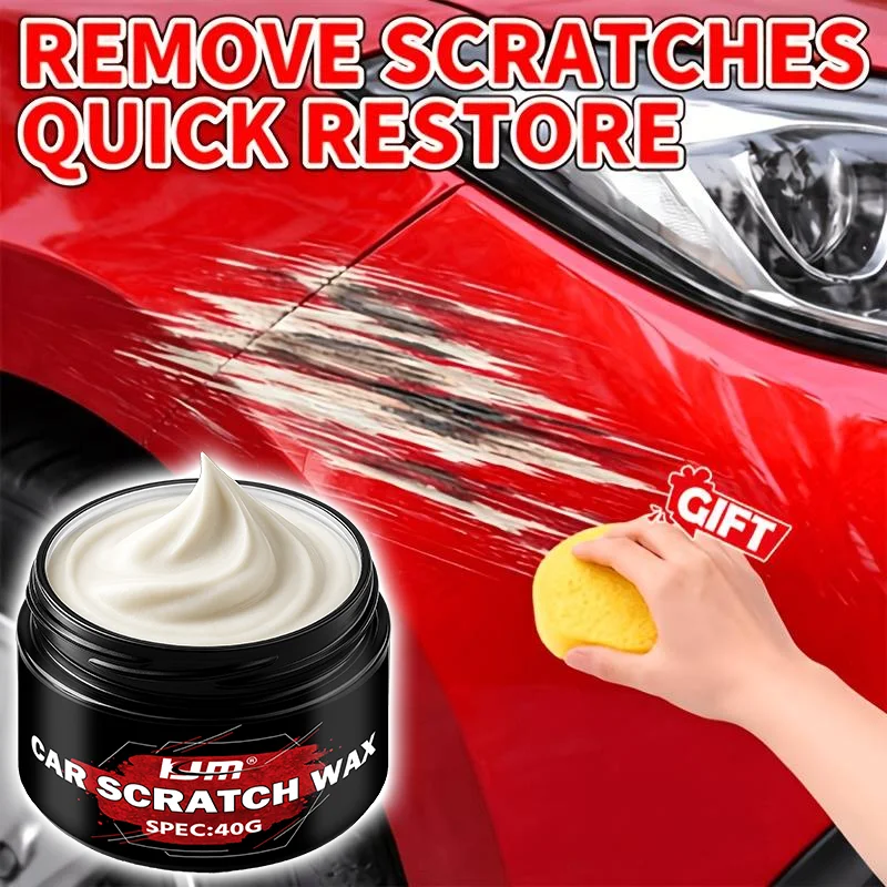 KJM Auto Scratch Wax Paint Repair Paste Car Scratch Remover Polish Compound Body Scuff Repair With Sponge Applicator 40g